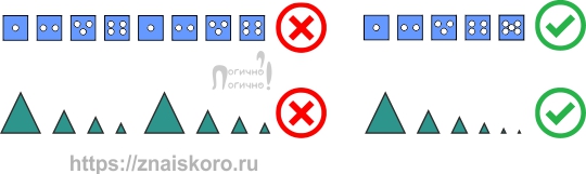 Правильно и неправильно решенные задания для детей 6-7 лет на логику